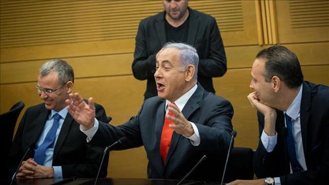 ישיבת סיעת הליכוד. מיקי זוהר, בנימין נתניהו, יריב לוין. 17.06.21