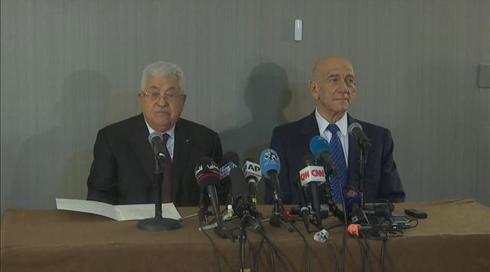 אולמרט במסע"ת עם אבו מאזן: "הוא הפרטנר היחיד"