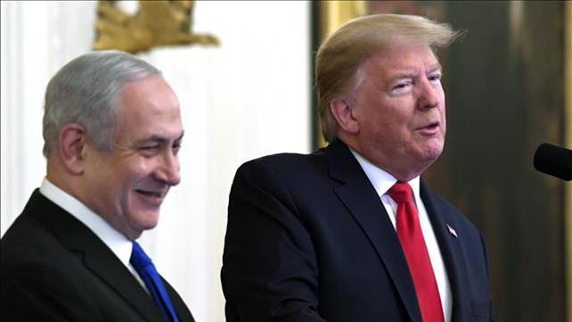טראמפ ונתניהו בהצגת תוכנית השלום, 28 בינואר 2020