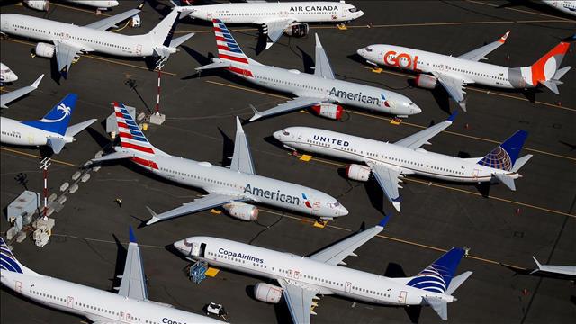 מטוסי בואינג 737-MAX מקורקעים חונים בשדה התעופה של החברה בסיאטל ארה"ב, 25.03.20