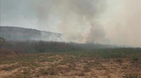 שריפה פרצה ליד קיבוץ נחשון, כוננות לפינוי בתים