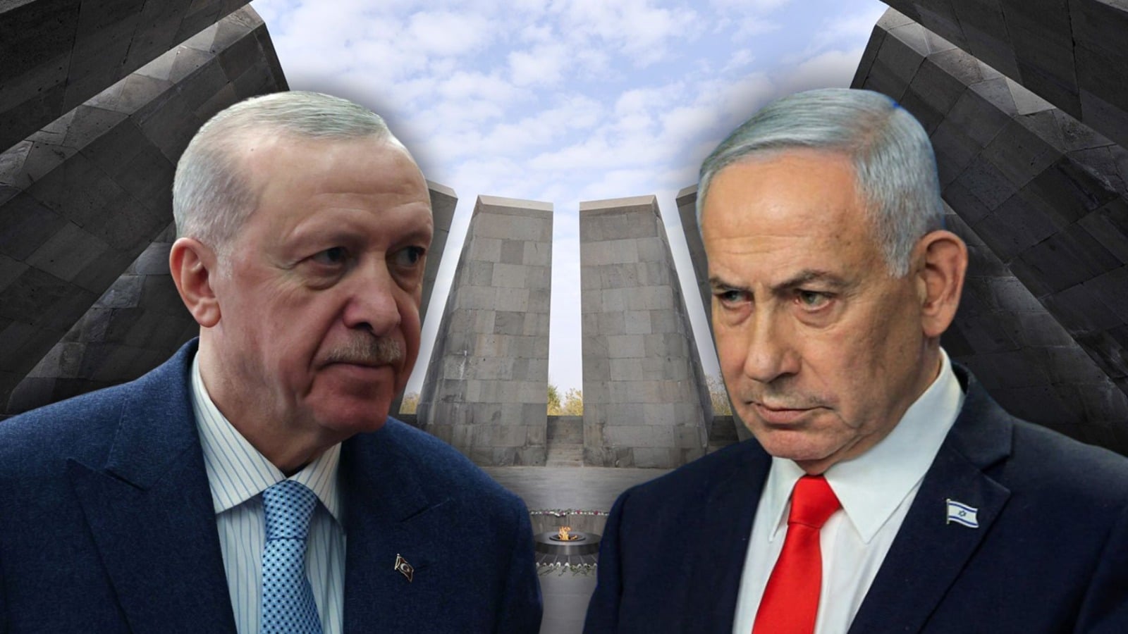 נתניהו וארדואן, ברקע: המוזיאון לרצח העם הארמני בירוואן, ארכיון