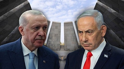נתניהו וארדואן, ברקע: המוזיאון לרצח העם הארמני בירוואן, ארכיון