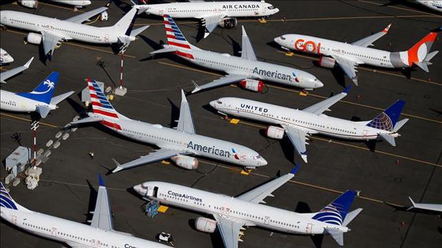 מטוסי בואינג 737-MAX מקורקעים חונים בשדה התעופה של החברה בסיאטל ארה"ב, 25.03.20