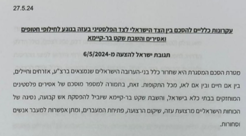 זהו המסמך הישראלי לשיחות המשא ומתן לעסקת חטופים