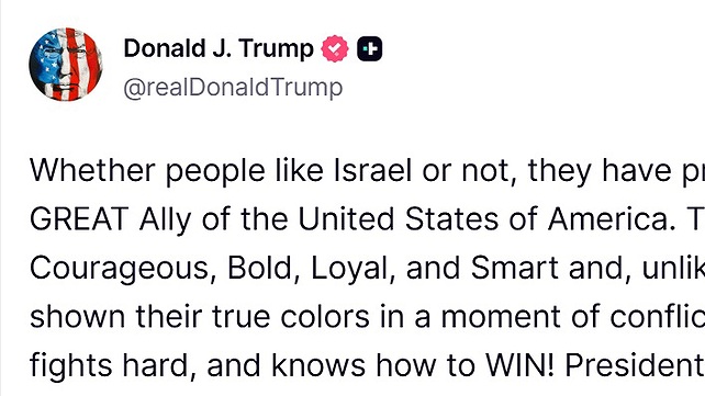 הפוסט של טראמפ ברשת החברתית שלו, 19.04.26