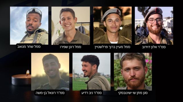 סמ"ר אלון דוידוב, סמל מעיין ברוך פרלשטיין, סמל רונן שפירו, סמל שחר מנואב, סגן מתן שי ישינובסקי, סמ"ר ניב רדיע וסמ"ר רונאל בן-משה