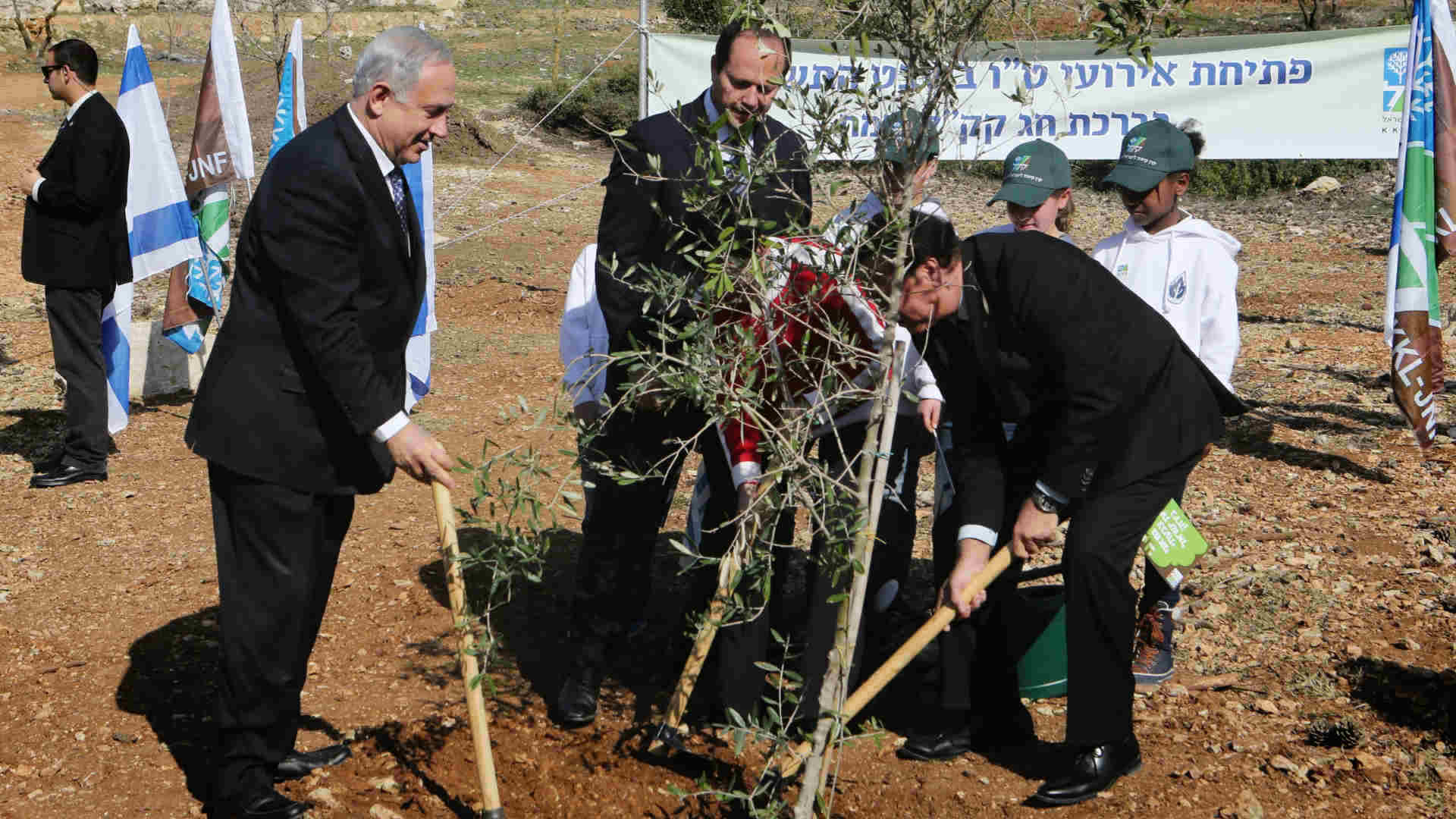 טקס נטיעות של קק"ל בהשתתפות בנימין נתניהו וניר ברק