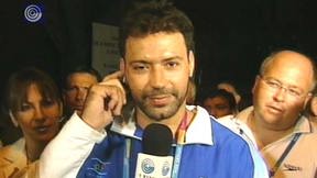 אריק זאבי בשיחה עם רה"מ לאחר הזכייה במדליית הארד באולימפיאדת אתונה. 19.8.2004