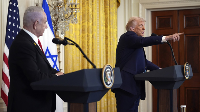 טראמפ ונתניהו במסיבת העיתונאים בבית הלבן