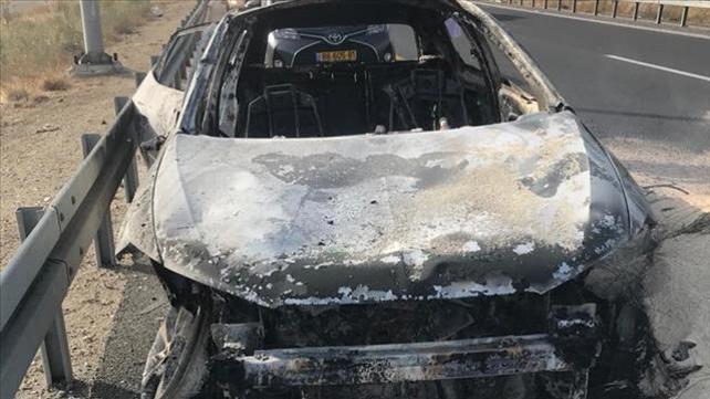 תיעוד הרכב השרוף בלינץ' בנגב בחודש מאי האחרון
