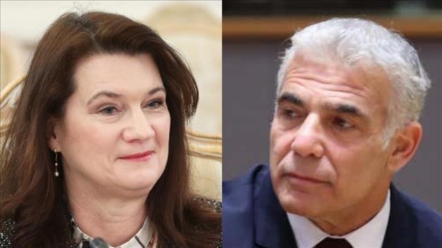 יאיר לפיד ושרת החוץ השוודית אן לינד 
