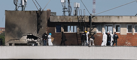 הבניין שנפגע מהרחפן הרוסי בעיר גאלאץ שברומניה. צילום רויטרס
