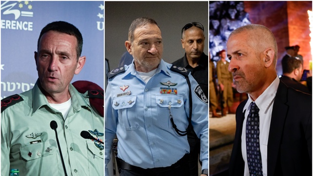 ראש השב"כ רונן בר, מפכ"ל המשטרה קובי שבתאי, הרמטכ"ל הרצי הלוי