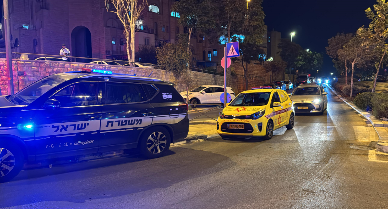 ניידת משטרה בזירת ניסיון רצח בירושלים