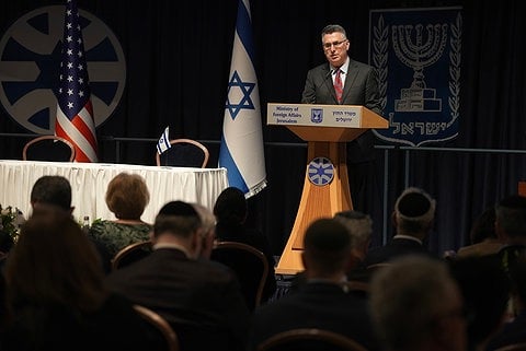 גדעון סער בטקס חתימת ההסכם להקצאת השטח למבנה שגרירות ארה