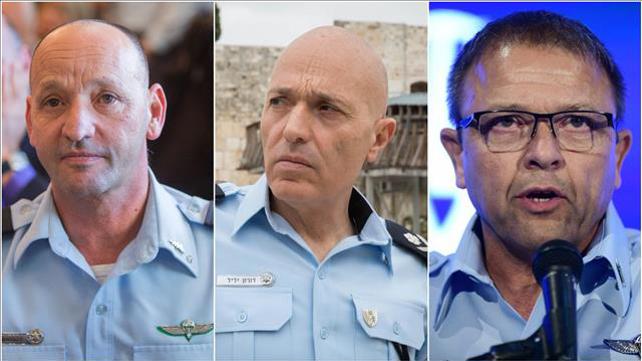 המועמדים לתפקיד המפכ"ל "מ המפכ"ל מוטי כהן, הסמפכ"ל אלון אסור ומפקד מחוז ירושלים דורון ידיד