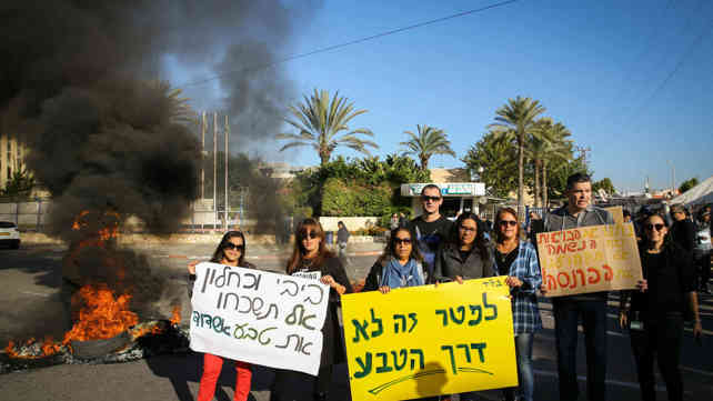 עובדי טבע אשדוד מפגינים נגד סגירת המפעל
