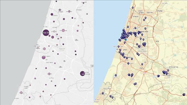 מפות חשיפה לקורונה ובידודים פעילים, 22.03.20