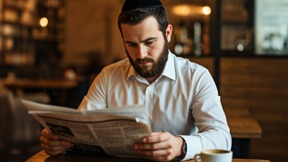 חרדי קורא עיתון. ארכיון