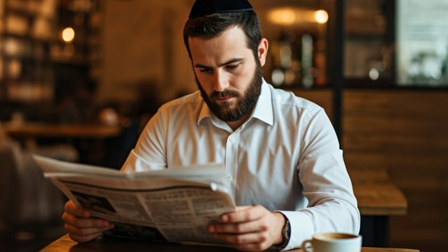 חרדי קורא עיתון. ארכיון