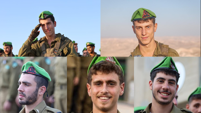 מימין למעלה עם כיוון השעון: גיא כרמיאל, יהב הדר, יואב פפר, יאיר יעקב שושן ואביאל וויסמן