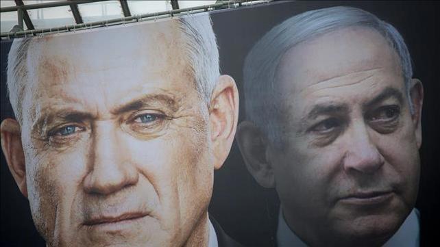 בנימין נתניהו ובני גנץ שלט חוצות
