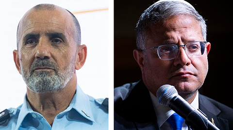 השר לביטחון לאומי איתמר בן גביר (ימין) ומפכ