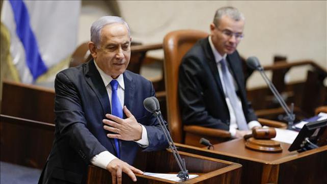 בנימין נתניהו בנאומו כראש אופוזיציה מיועד