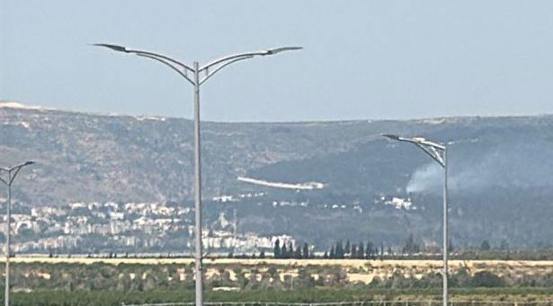 העשן שעלה מזירת פגיעת הכטב"ם
