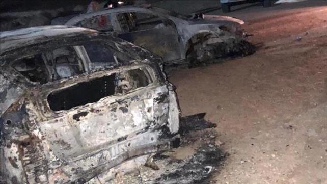 מכוניות שרופות בתקיפה של נערי גבעות 13.4.2020
