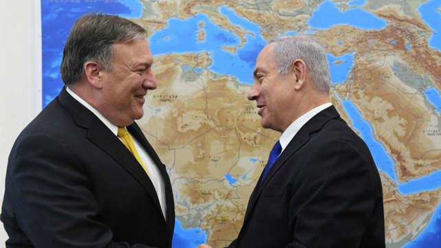 בנימין נתניהו ומייק פומפאו בפגישה בקריה בתל אביב