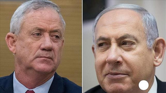 פוטואופ בנימין נתניהו ובני גנץ