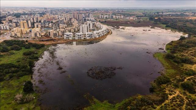 אגם שנוצר מההצפות באשקלון, 17.12.20