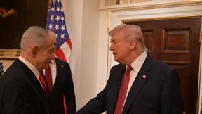 נשיא ארה"ב דונלד טראמפ וראש הממשלה בנימין נתניהו בפגישתם בבית הלבן