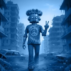 רובוט שיש עליו סמל השלום