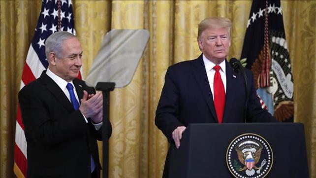 טראמפ ונתניהו בהצגת תוכנית השלום, 28 בינואר 2020