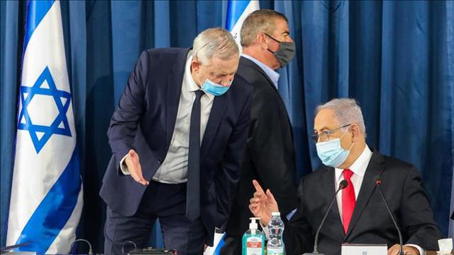 בני גנץ ובנימין נתניהו בישיבת קבינט הקורונה