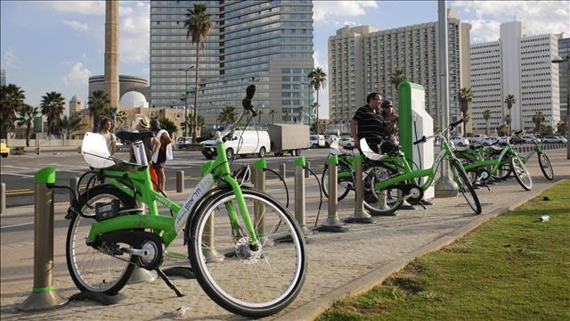 נקודת השכרה של אופני "תל אופן" בתל אביב