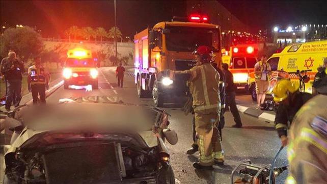 זירת התאונה בה נהרג בן ה-19 במודיעין-מכבים-רעות, 12.06.21