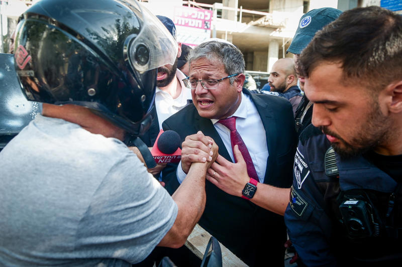 השר לביטחון לאומי איתמר בן גביר בדרום תל אביב, ספטמבר 2023