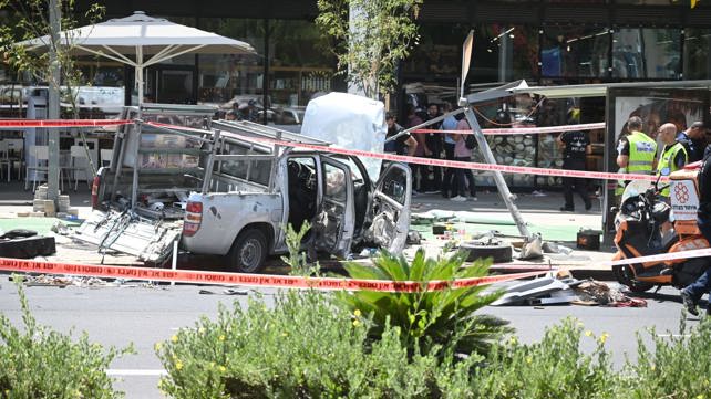 זירת פיגוע הדריסה בצפון ת"א 04.07.23