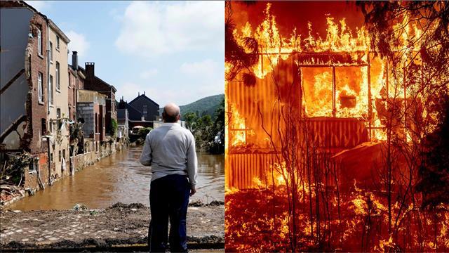 שיטפונות בגרמניה, שריפות בקליפורניה