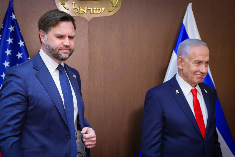 ג'יי די ואנס לצד ראש הממשלה בנימין נתניהו, אוקטובר 2025