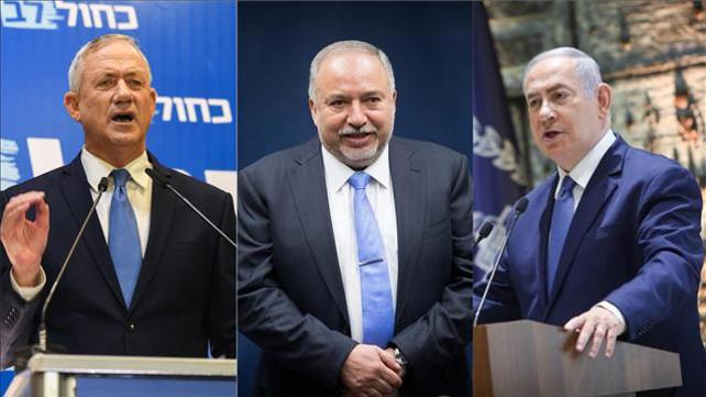 בנימין נתניהו, בני גנץ ואביגדור ליברמן