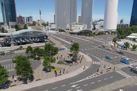 הדמיית תחנת קו M1 של המטרו סמוך לתחנת רכבת השלום בת