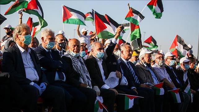 עצרת של פלסטינים נגד תכנית החלת הריבונות הישראלית