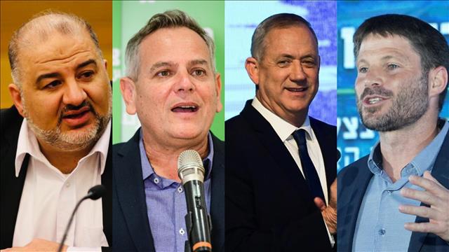בני גנץ, ניצן הורוביץ, בצלאל סמוטריץ' ומנסור עבאס	