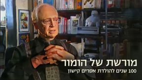 אפרים קישון על רקע ספריה