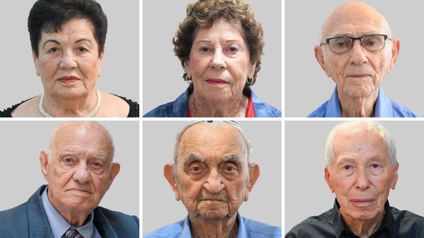 ששת משיאי המשואות ביום השואה 2026: סעדיה בהט (מימין למעלה), מרים בר לב, אילנה פלח, משה הררי (מימין למטה), אביגדור נוימן ומיכאל סידקו